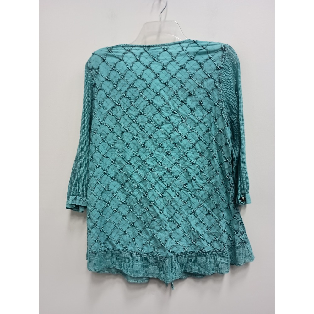 Parsley & Sage Wearable Art Tunic Top Womens XL Blue Embroidered Boho Textured - Picture 10 of 12